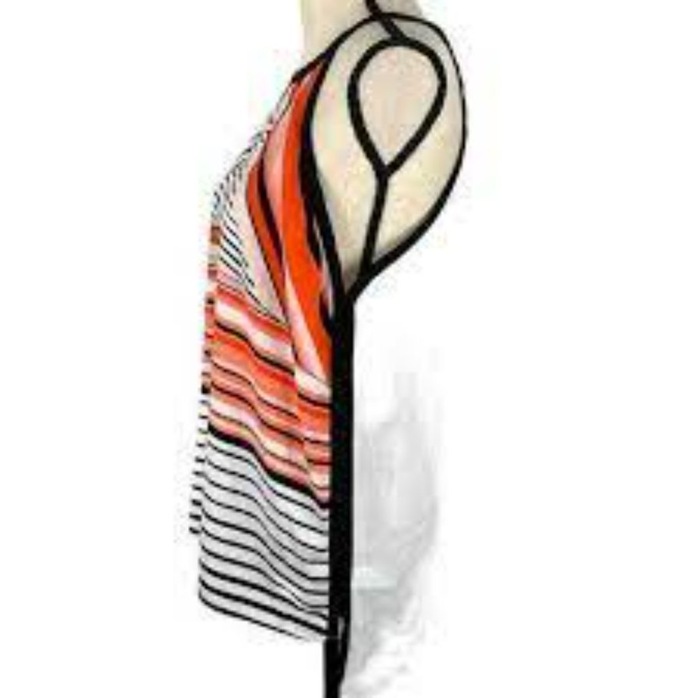Calvin Klein Multi Stripe Keyhole Halter Blouse T… - image 4